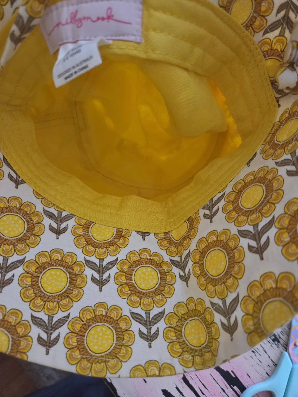 Sunflower Print Kids Bucket Hat - Brand: Millymook- Yellow